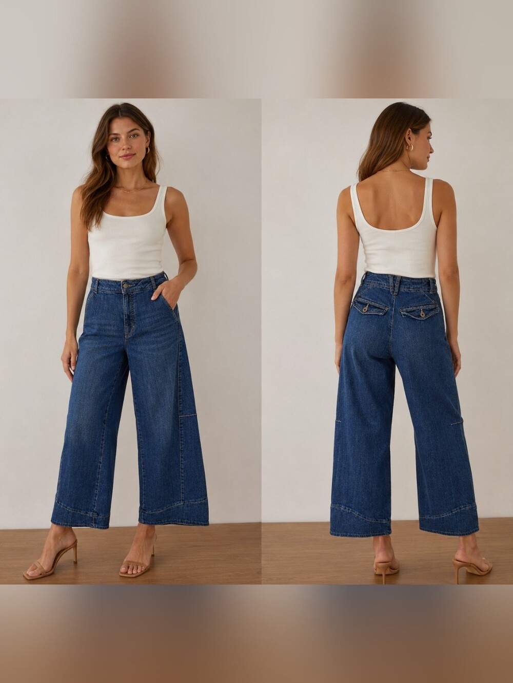 Pilcro Anthropologie Wide Leg Cropped Culotte Jeans Size 25 Dark Wash High Rise